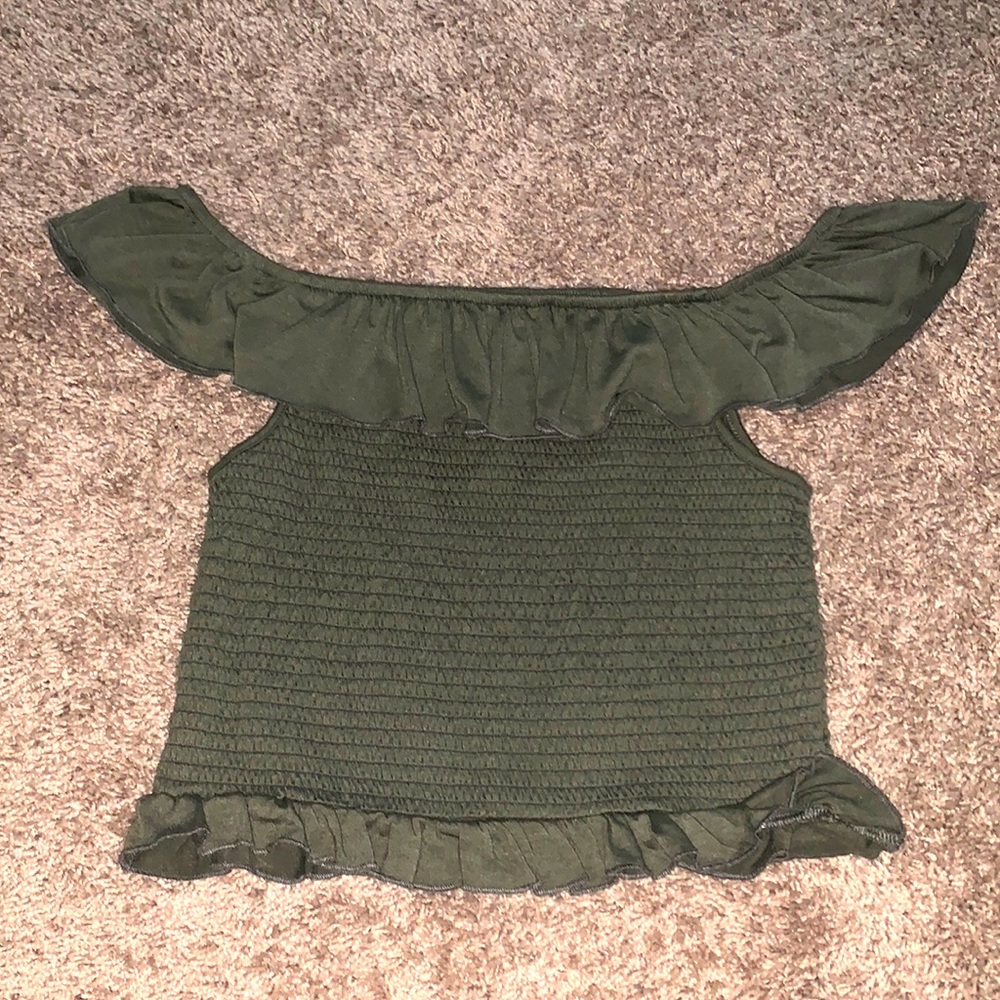 Green off the shoulder top from almost famous